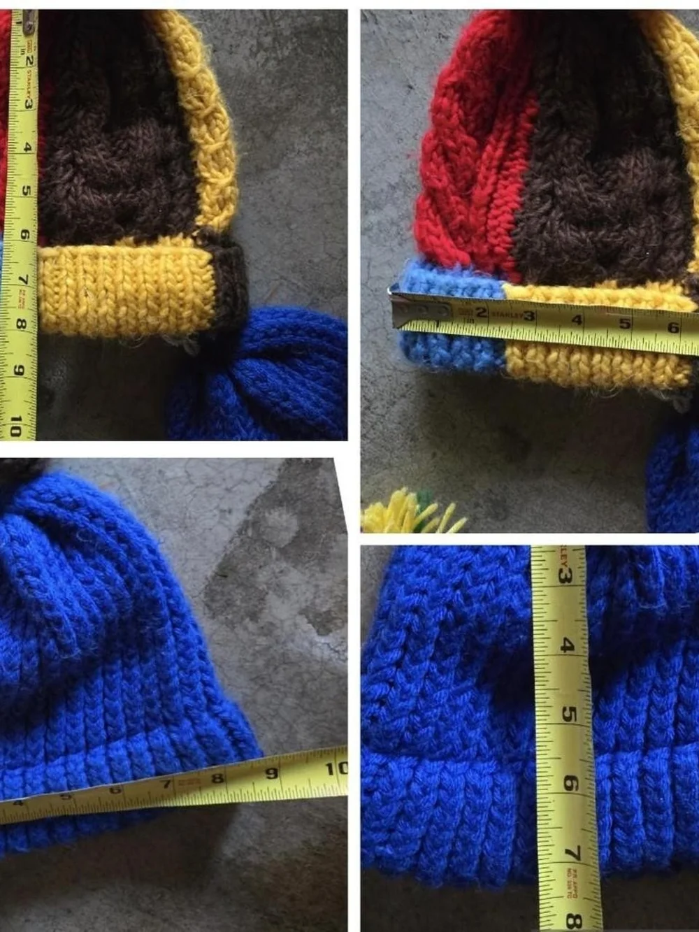 Vintage Kids Knit 3 Hat Bundle  Hats Colorblock Rainbow Blue 3T-6